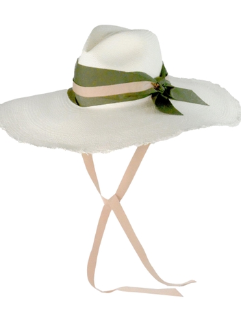 Extra Long Brim Panama Hat with Bow