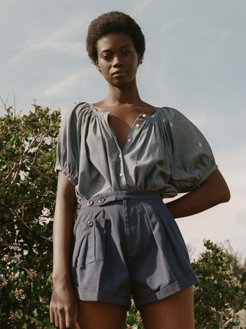 JUNE TOP -- PARISIAN CHAMBRAY
