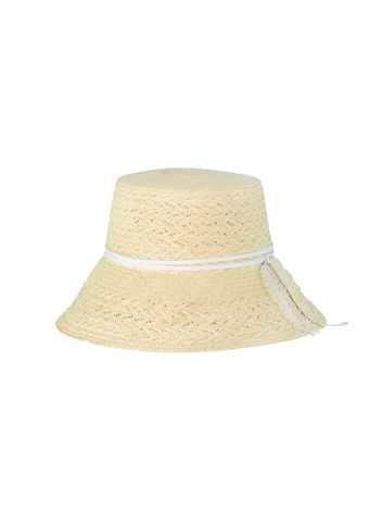 Texturized Straw Lampshade with Leather Band