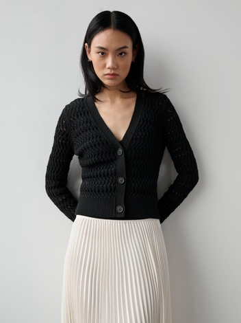 Cotton Stretch Textured Cardigan