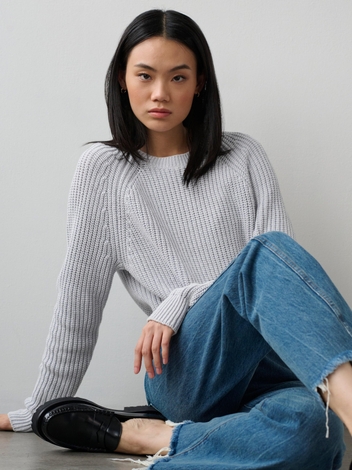 Cotton Tape Ribbed Crewneck