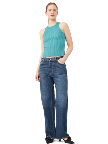 Blue Sleeveless Melange Top