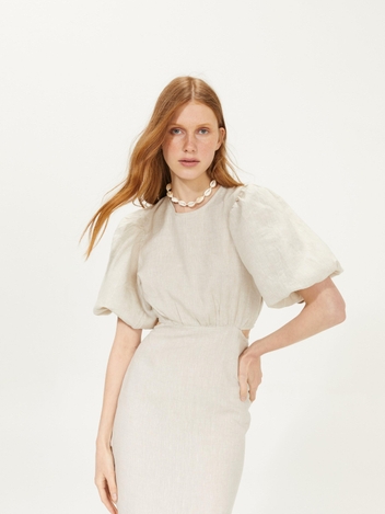 Ios Linen Dress - Natural