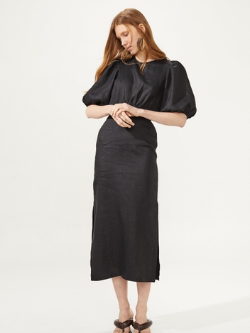 Ios Linen Dress - Black