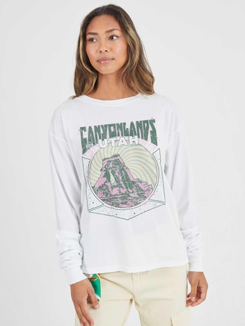 Canyonlands Tour White Boyfriend Long Sleeve