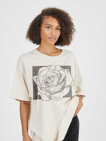 Rose Square Antique White T-Shirt Dress