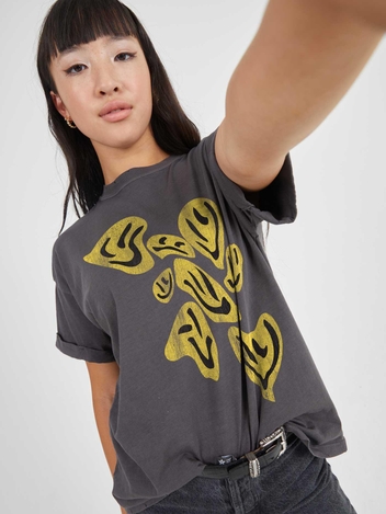 Yellow Psychedelic Smiles Black Boyfriend Tee