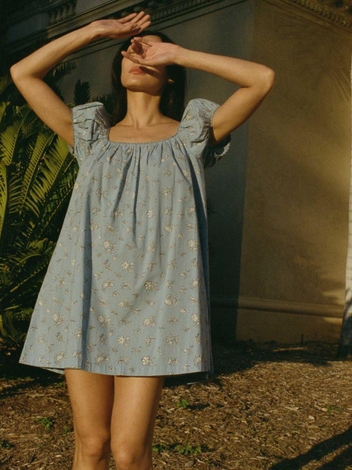 JULIE DRESS -- SKY BOUTON DE ROSE