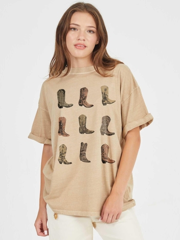 Cowboy Boots Sand Boyfriend Tee