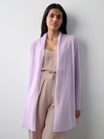Linen Blend Trapeze Cardigan Pale Amethyst
