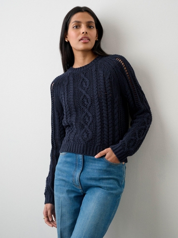 Cotton Linen Cable Crewneck North Sea