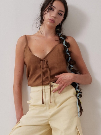 Cami Slip Tank Cocoa Brown Linen