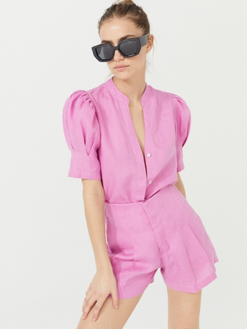 Frida Linen Shorts - Petunia Pink