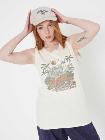 Huntington Beach Off White Muscle Tank