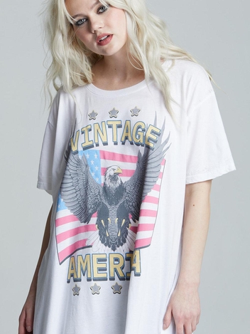 Vintage America One Size T-Shirt Dress White