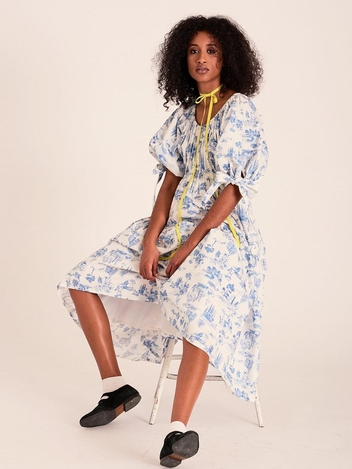 Jolen Dress Blue Toile De Jouy