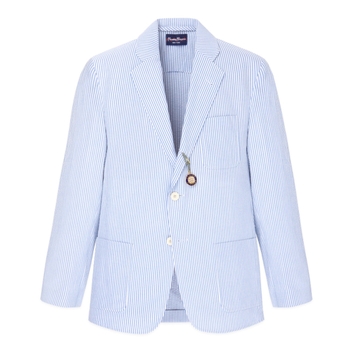 MenS Milk-And-Sugar Seersucker Jacket Blue/White