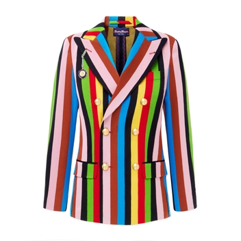 WomenS Croquet Stripe Double-Breasted Diana Blazer Croquet Stripe