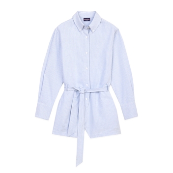 Caroline Oxford Romper Blue
