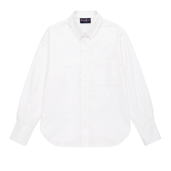 Caroline Back-Button Oxford Shirt White