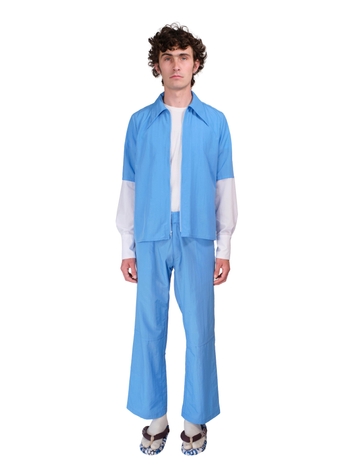 Blue Nylon Seam Pants