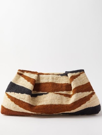 Sisal Maxi Pouch Black-Brown-Natural