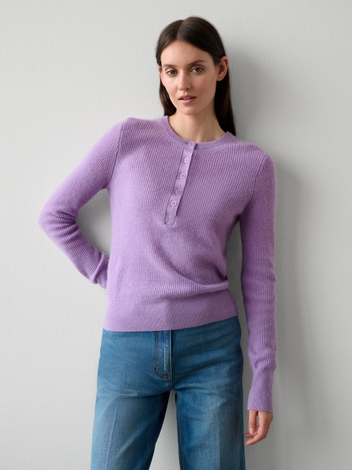 Cashmere Waffle Henley Purple Haze