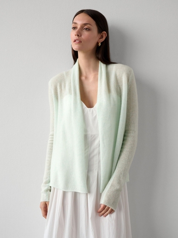 Essential Cashmere Mini Trapeze Cardigan Seafoam Haze Heather