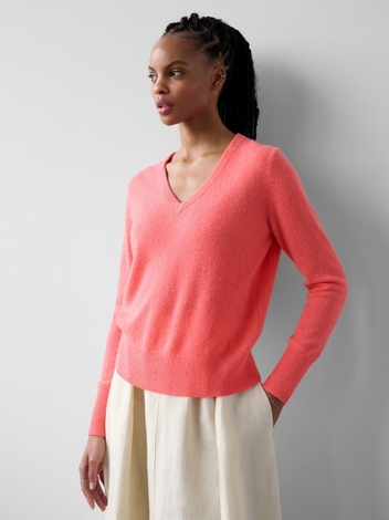 Essential Cashmere V Neck Popsicle Heather