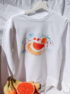 Happy Fruit Organic Sweatshirt - White & Grey 🍉