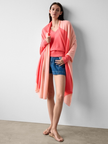 Cashmere Ramona Colorblock Travel Wrap Ruby Grapefruit Combo