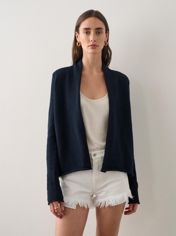 Cotton Mini Trapeze Cardigan Deep Navy