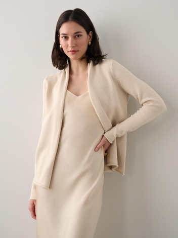 Cotton Mini Trapeze Cardigan Natural