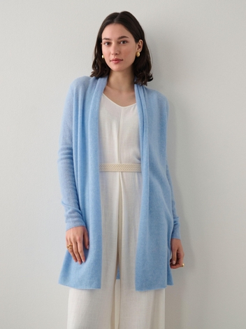 Essential Cashmere Trapeze Cardigan Cornflower Heather