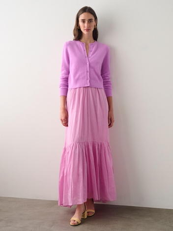 Essential Cashmere Crewneck Cardigan Neon Mauve