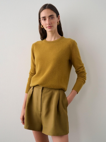 Essential Cashmere Crewneck Antique Gold Heather