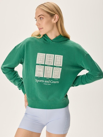 Sports And Courts Organic Cotton Terry Hoodie Green Pond