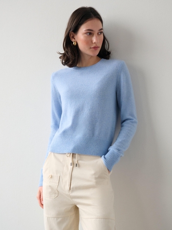 Essential Cashmere Shrunken Crewneck Cornflower Heather