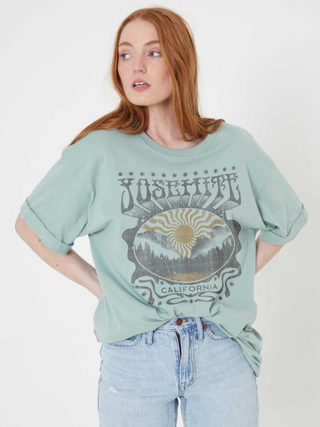 Yosemite Wave Jade Green Tee Dress