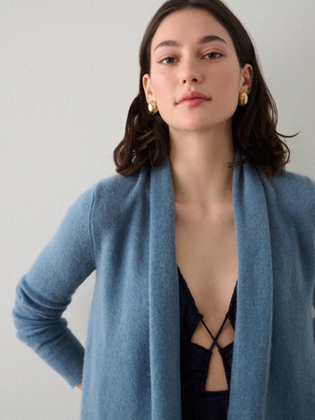 Essential Cashmere Mini Trapeze Cardigan Blue Thistle