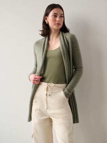 Essential Cashmere Trapeze Cardigan Leaf Heather