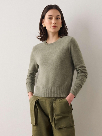 Essential Cashmere Shrunken Crewneck Leaf Heather