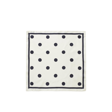 The Silk Mischa Dot Scarf - Cream/Navy