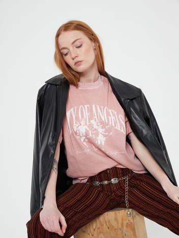City Of Angels Dusty Pink Boyfriend Tee
