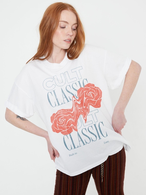 Cult Classic Rose White Boyfriend Tee
