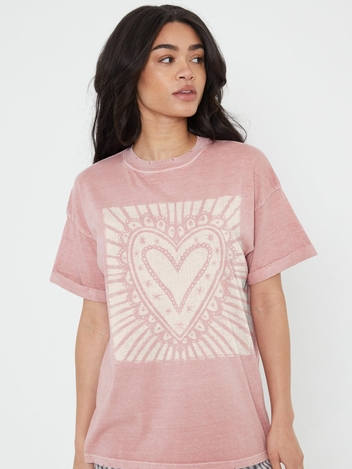 Heart Burst Dusty Pink Boyfriend Tee