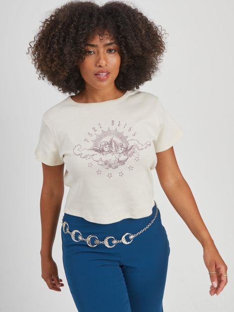 Pure Bliss Off White Baby Tee