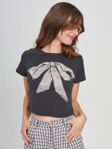 Bow Black Baby Tee