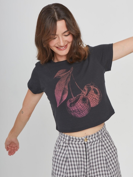Cherry Disco Black Baby Tee