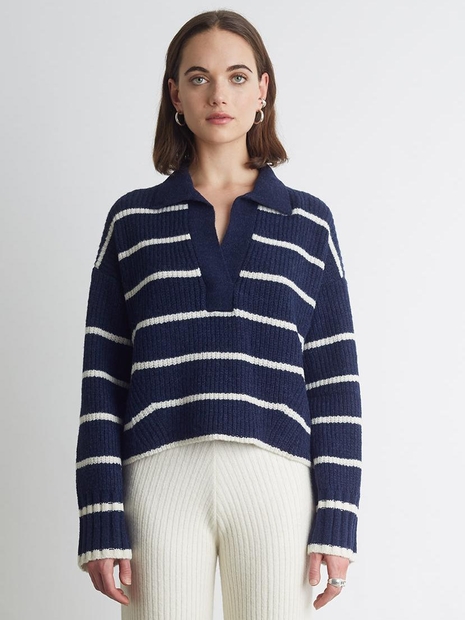 Brynn Stripe Sweater | Navy + Ivory